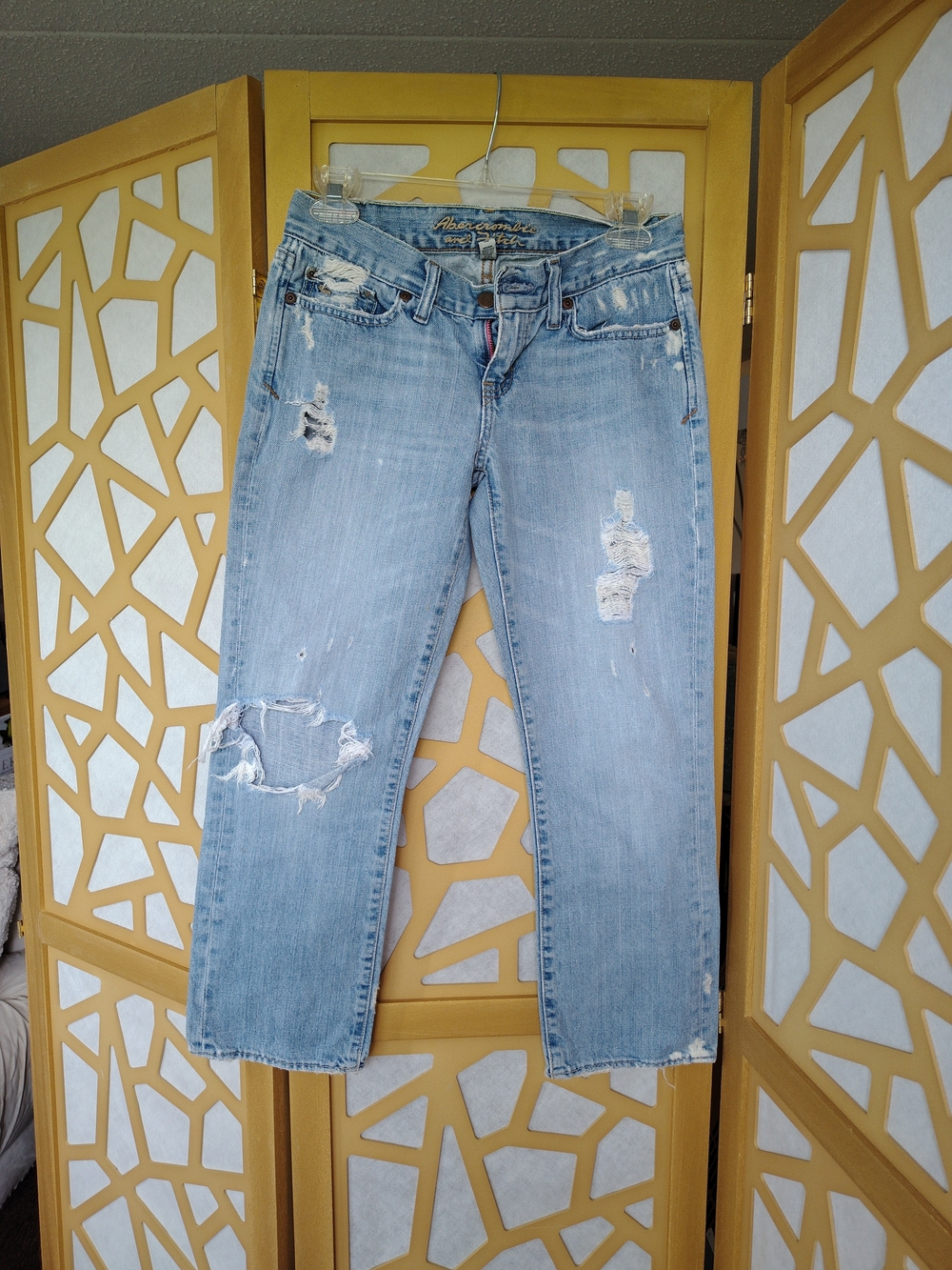 Abercrombie & Fitch Light Blue Distressed Boyfriend Jeans